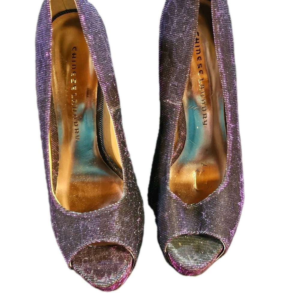 Chinese Laundry Hot Spots Iridescent Peep Toe Platform Heels 8.5M 4520